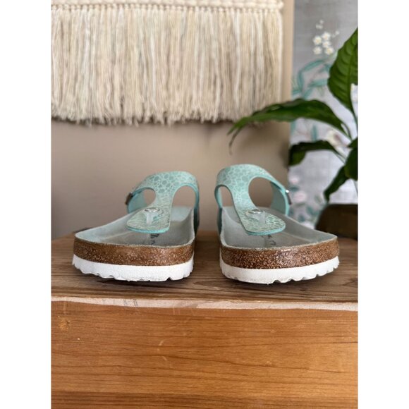 Birkenstock Gizeh Birko-Flor Metallic Stones Aqua Thong Sandals Size 39 Wide - Picture 5 of 14